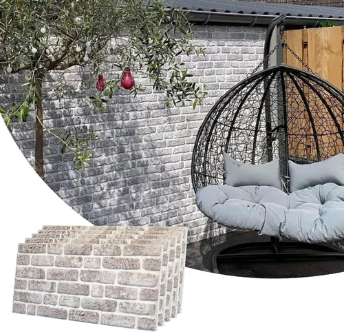 Vista 60 de Dundee Deco Paneles de pared 3D de ladrillo sintético, revestimiento, paneles de pared con aspecto de piedra roja y naranja, revestimiento de espuma