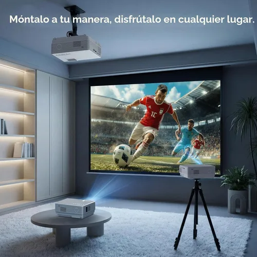 Vista 9 de NISOO Mini proyector con WiFi y Bluetooth, proyector de cine al aire libre
