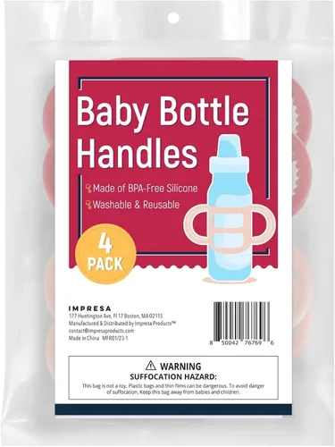 Vista 5 de Impresa Puños para biberones – Compatible con biberones Dr. Brown – Paquete de 4 unidades rosas que se adaptan a 2.5 pulgadas de diámetro – Asas