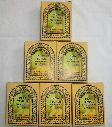 Song of India - Conos de incienso del templo de la India. 6 x 25 = 150 conos en total