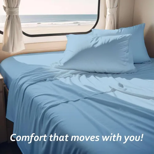 Vista 121 de Juego de sábanas para autocaravana tamaño individual (39 x 75) – 100% algodón egipcio, suave y refrescante, sábana bajera de 16 pulgadas