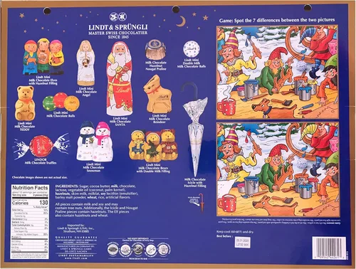 Vista 2 de Lindt Calendario de Adviento 2022 de chocolates surtidos para Navidad, 10.2 onzas