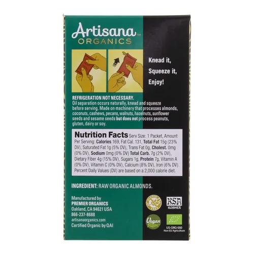 Vista 2 de Artisana Organics - Mantequilla cruda de almendras sin OMG