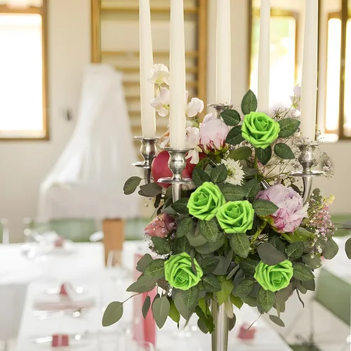 Vista 6 de Flores artificiales, rosas falsas de espuma de aspecto real, combo de flores artificiales de boda para ramos de boda, centros de mesa, arreglos