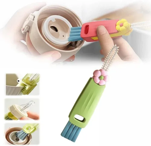 Vista 10 de Cepillo de limpieza de tapa de taza 3 en 1, juego de cepillos de limpieza de hendiduras 2024 para biberones con espacios reducidos, cepillo