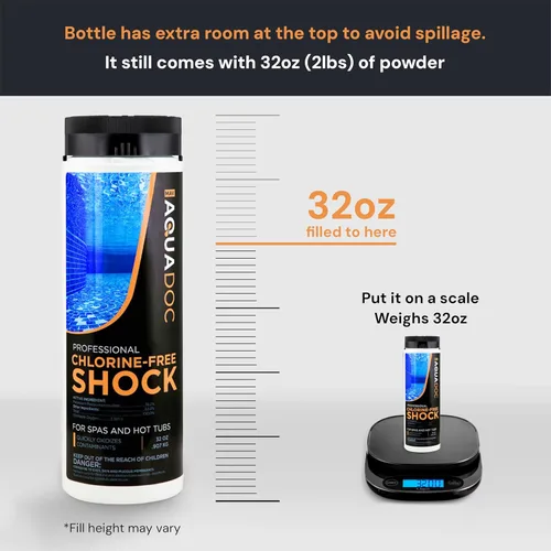 Vista 8 de Aquadoc - Shock de Spa Sin Cloro para Jacuzzi - 32oz (Paquete de 2) - Tratamiento Sin Cloro y Shock Mejorado para Asistir al Bromo - Hecho en EE.UU