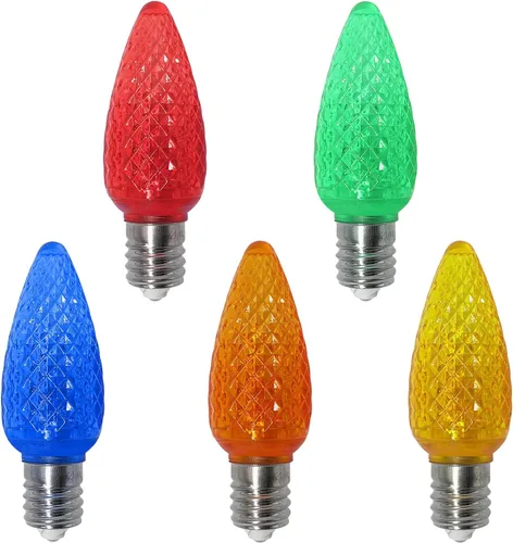 Vista 8 de caja de 25 bombillas LED C7 de repuesto para guirnalda de luces, de grado comercial, 120 V SMD LED, para bases E12