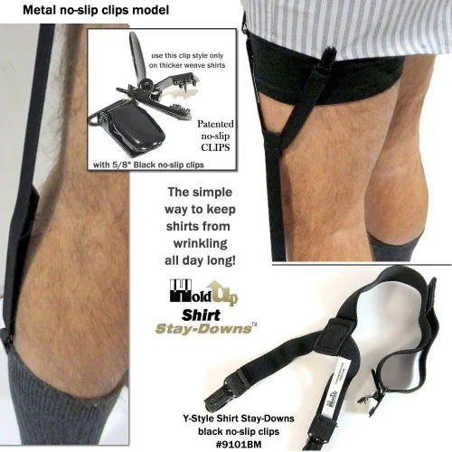 Vista 9 de Tirantes Hold-Ups Stay-downs para camisa de vestir con clips antideslizantes No-slip patentados en EE.UU