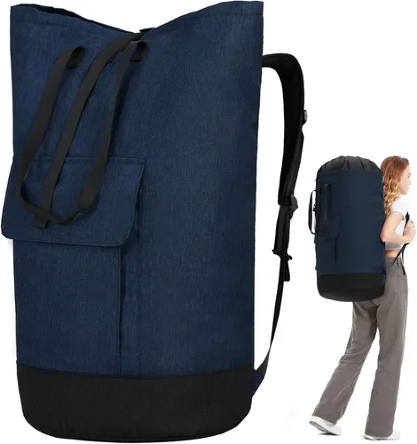 Vista 10 de Bolsa de lavandería para universidad, mochila de lavandería resistente de 115L con correas de hombro, bolsa grande para ropa sucia para dormitorio
