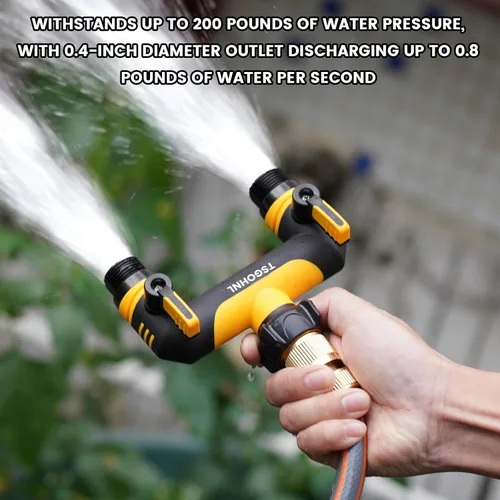 Vista 4 de Divisor de manguera de jardín de 34 pulgadas, adaptador de grifo para exteriores, colector de hidrante de patio, diseñado para múltiples