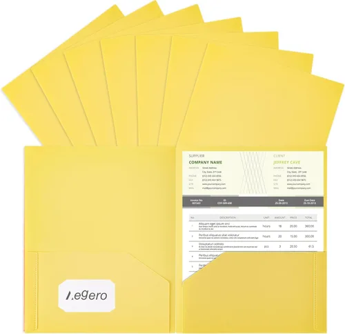 Vista 10 de Aegero Carpetas de Plástico con Bolsillos (Paquete de 7, Negras), Carpetas de Archivos Duraderas de Servicio Pesado con Ranura para Tarjetas