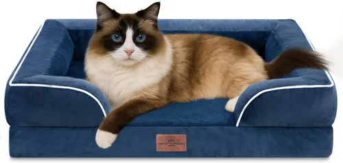 Vista 159 de Comfort Expression Cama ortopédica para perros extra grandes de 45 x 35 pulgadas, cama para mascotas XL de espuma tipo caja de huevos impermeable