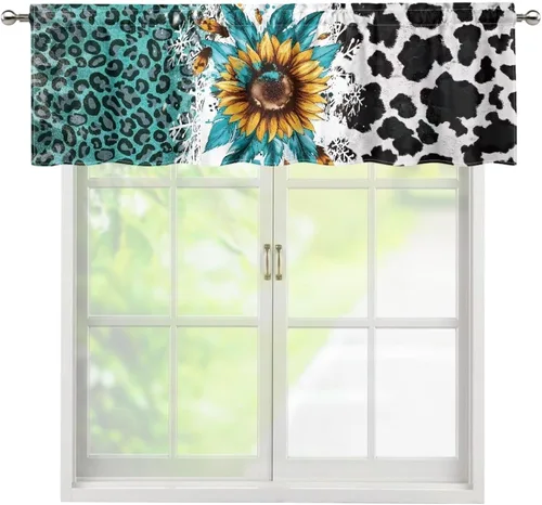 Vista 22 de ZFRXIGN Cortina de cenefa de cocina de caballo occidental para ventanas pequeñas, bolsillo azteca tribal cortinas opacas cortas para sala de estar