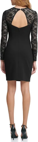 Vista 3 de GUESS Vestido de encaje con manga tres cuartos para mujer