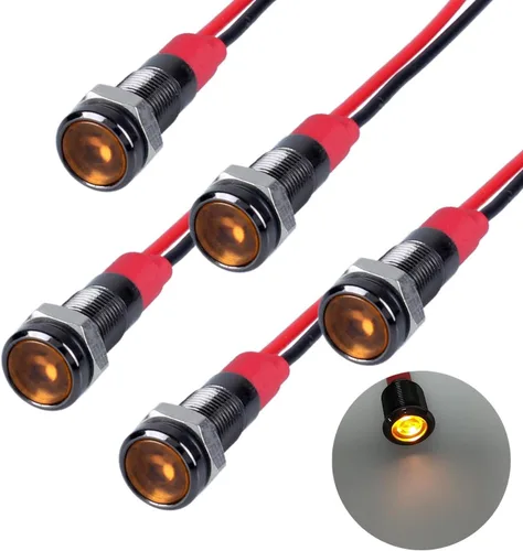 Vista 11 de 5 piezas de luz indicadora LED de ahorro de energía de 12V-24V de 20mA con carcasa de aleación de aluminio de 6mm (1/4") orificio de montaje