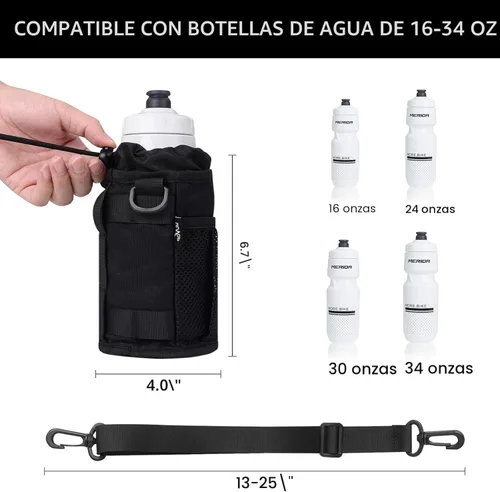 Vista 3 de WUVOP Soporte para Tazas de Bicicleta, Soporte para Botella de Agua de Manillar para Bicicletas con Bolsillos de Malla, Jaula Universal para Botella