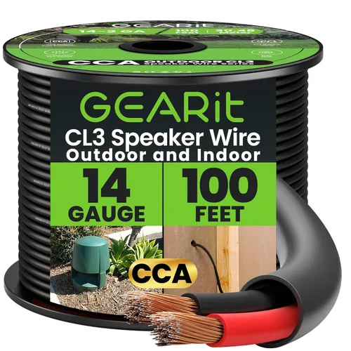 Vista 10 de GEARit Cable de altavoz exterior CL3 clasificado, cable de altavoz calibre 16, cable de altavoz de 100 pies para altavoces exteriores, patio