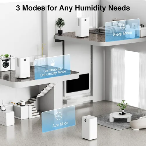 Vista 7 de ZAFRO Deshumidificadores para el hogar y el sótano con manguera de drenaje, deshumidificador de ahorro de energía máximo de 24 pintas con drenaje