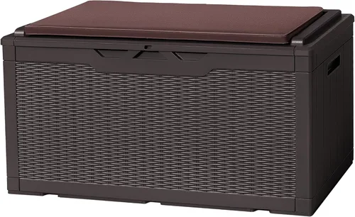 Vista 20 de Caja de resina de cubierta de 40 galones de Flamaker, caja de almacenamiento impermeable para interiores y exteriores, imitación de madera