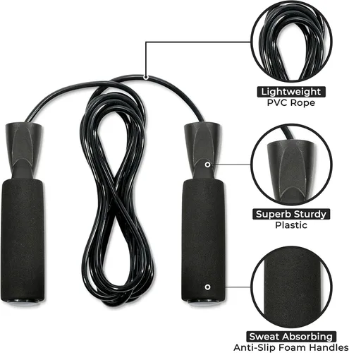 Vista 4 de Quick Fit Juego de 2 cuerdas de saltar con peso (1 libra) con cuerda de saltar sin peso, accesorio de ejercicio portátil para cardio, HIIT