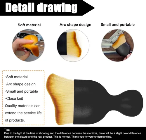 Vista 3 de Cepillo de polvo interior para automóvil, cepillo suave para detalles de automóvil, cepillo de eliminación de polvo para salpicadero de automóvil
