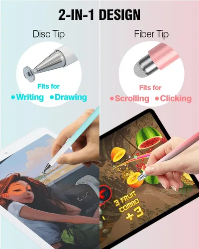 Vista 3 de Lápiz Stylus para Pantalla Táctil, 2 en 1 Lápices Stylus Compatibles con Todos los Dispositivos de Pantallas Táctiles, Tabletas, iPhone, iPad