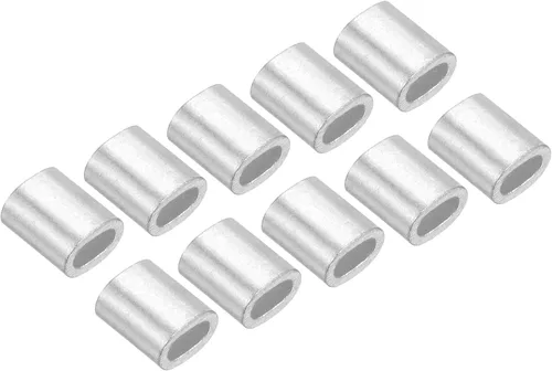 Vista 8 de Paquete de 100 fundas ovaladas de aluminio para crimpado, cuerda de alambre de 0.020 in, para valla de jardín (0.197 in)