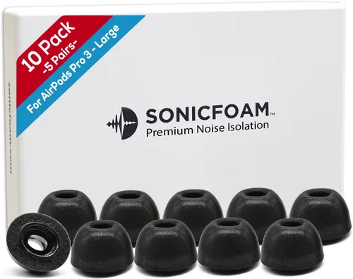 Vista 12 de SONICFOAM (SFAir-1-2 Pro S/M/L Negro) Puntas de auriculares de espuma viscoelástica - Compatible con AirPods Pro de 1ª y 2ª