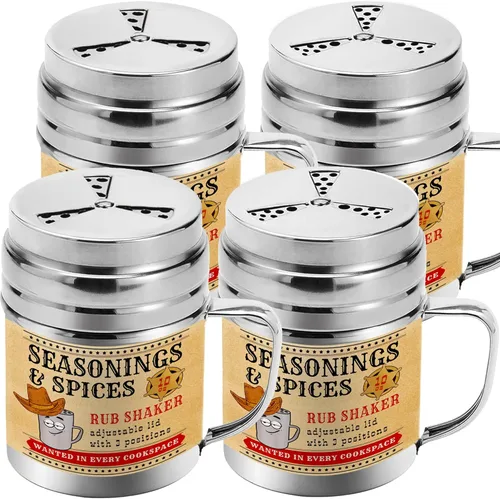 Vista 9 de CUSINIUM [Paquete de 2] Cocteleras de especias de condimentos de 10 onzas, coctelera seca para barbacoa, draga de cocina con tapa ajustable