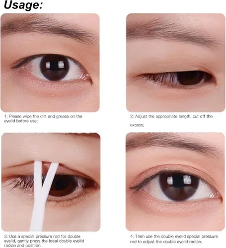 Vista 4 de ZJchao Cinta para párpados, 240 pares de calcomanías de doble cinta adhesiva con tenedor para párpados de barra de tenedor, herramienta