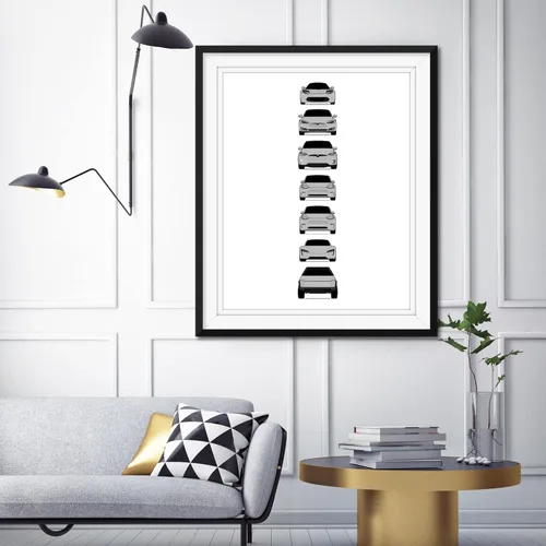 Vista 9 de Custom Car Posters Póster hecho a mano compatible con Tesla Generations e impresión de Roadster, Model S, Model X, Model 3, Model Y, Cyber Truck