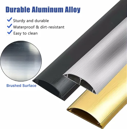 Vista 3 de Aluminum Alloy Cord Cover, Tread-Resistant Cable Raceway, Self-Adhesive Wire Concealer Kit for Baby & Pet Safety, 1m/3.3ft Black & Silver