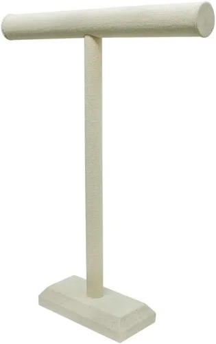 Beige Linen Wrapped Oval Single Round T-Bar 14" x 18" for Holder Display Stand