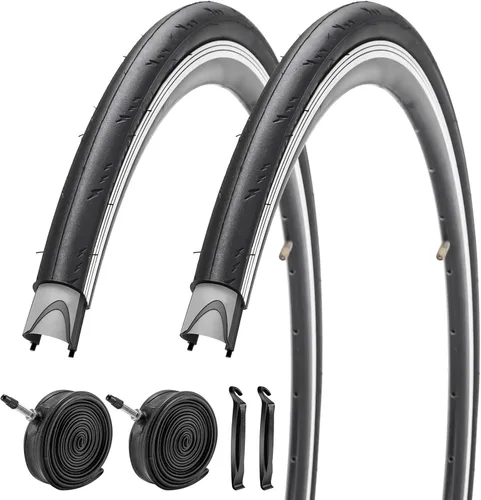 Vista 12 de Paquete de 2 neumáticos de bicicleta de 700 x 23C/25C/28C/35C/38C Plus tubos interiores de bicicleta, válvula Presta de 48mm o válvula Schrader