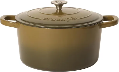 Vista 27 de Crock Pot olla para horno holandés de hierro fundido artesanal de 7 cuartos de galón, Rojo