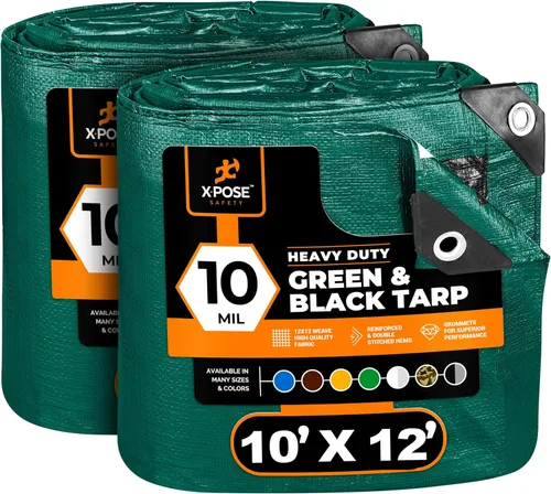 Vista 52 de Lona de Polietileno de Servicio Pesado - 5' X 7' - 10 Mil de Grosor Impermeable, Cubierta Protectora Bloqueadora de UV - Reversible Verde y Negro