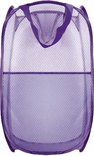 Vista 13 de Cesta de Ropa Sucia Plegable Emergente, Cesta de Ropa de Malla Plegable Extra Grande, 28" x 16" x 16", Paquete de 2 (Negro + Gris)