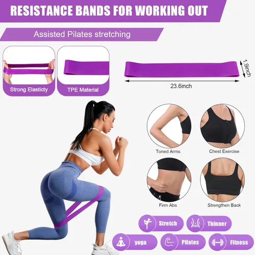 Vista 2 de Soulchen Pelota de pilates de ejercicio de 30 piezas de 9 pulgadas con bolsas, bandas de resistencia de 25 a 30 libras para entrenamiento