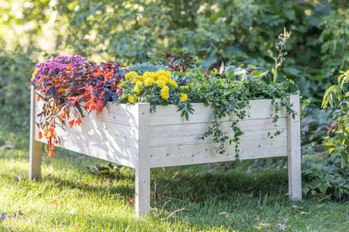 Vista 4 de Zylina Cama de jardín elevada de madera: macetas elevadas XL de 48 x 36 x 22 pulgadas para exteriores con patas, camas de jardín al aire libre
