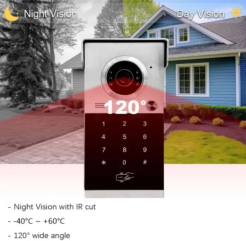 Vista 4 de ANJIELO SMART Sistema de video portero con cable,Sistema de teléfono de puerta de timbre de video de 7 pulgadas,Video Door Phone Record Video