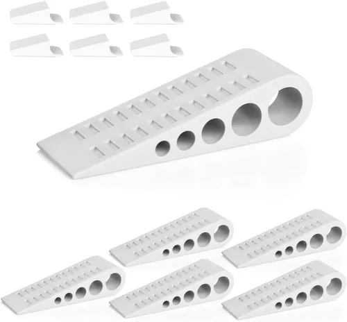 Vista 12 de HOMOTEK Paquete de 2 topes de puerta de goma con forma de cuña para puertas de puerta, protectores de pared para piso e parte inferior de la puerta