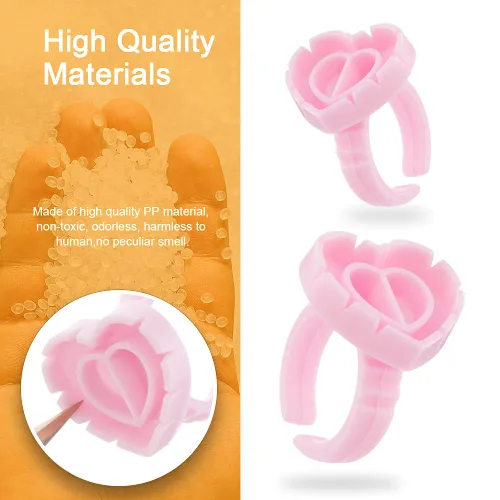 Vista 6 de 300 anillos de pegamento para suministros de extensión de pestañas, taza de pegamento para pestañas de volumen, anillos de pestañas de extensión