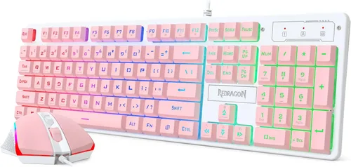 Vista 11 de Redragon, combo actualizado de teclado y mouse para juegos S107, teclado RGB para juegos y mouse de 10000 DPI con combo de 25 teclas anti-ghosting