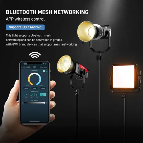 Vista 5 de GVM SD600D - Luz de video LED de 600 W, luz de estudio LED bicolor, iluminación de fotografía con control APP/DMX, 2700K a 6800K 128000lux/3.3 ft