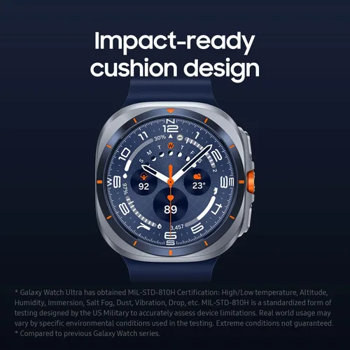 Vista 6 de Samsung Galaxy Watch Ultra Smartwatch - 2025 Version, 47mm, Titanium Blue, LTE (CAD Version & Warranty) - Durable Titanium Cover, Cushion Design