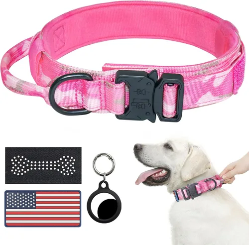 Vista 12 de Hotsky Juego de collar y correa táctica para perro, collar militar resistente con asa y hebilla de metal para entrenamiento y caminar, con soporte