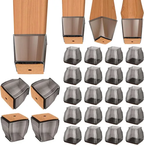 Vista 23 de BALEINE Paquete de 16 protectores de suelo de silicona para patas de silla, tapa protectora para patas de taburete, tapas antideslizantes para patas