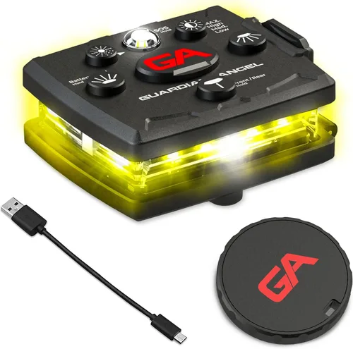 Vista 11 de Guardian Angel, Micro Series - Luces de seguridad, (Frente completamente blanco y parte trasera roja) Linterna LED recargable, magnética