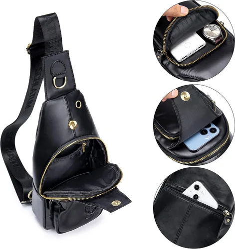 Vista 149 de LUKZIJAES Bolso bandolera de cuero genuino para hombre