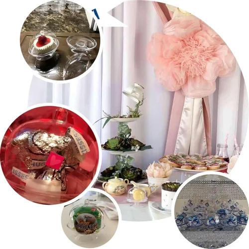 Vista 3 de Efavormart - Paquete de 12 soportes transparentes para cupcakes de 3 pulgadas, soporte de placa de exhibición de dulces con cúpula para bodas